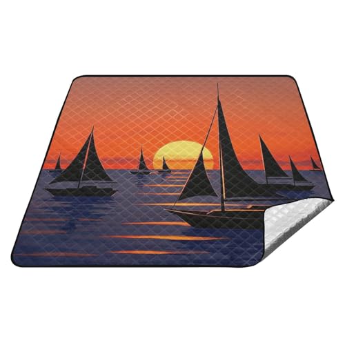 Picknickdecke mit Sonnenuntergang, Boot, wasserdicht, für den Außenbereich, wasserdicht, Strand-Picknickdecke, groß, für Familie, Frühlingsgeschenk, Cobija para la playa Picknickdecke mit Sonnenuntergang, Boot, wasserdicht, für den Außenbereich, wasserdicht, Strand-Picknickdecke, groß, für Familie, Frühlingsgeschenk, Cobija para la playa von tplaotee