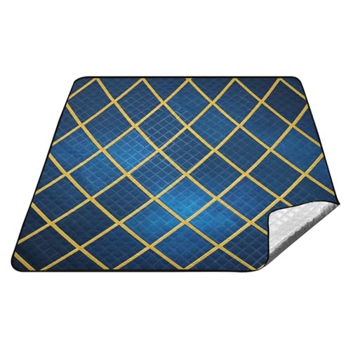 Picknickdecke mit goldfarbenem Gittermuster, marineblau, würfelförmig, wasserdicht, Outdoor, Strand, Picknickdecke für Gras, Sommergeschenk, Decke für Picknick Picknickdecke mit goldfarbenem Gittermuster, marineblau, würfelförmig, wasserdicht, Outdoor, Strand, Picknickdecke für Gras, Sommergeschenk, Decke für Picknick von tplaotee