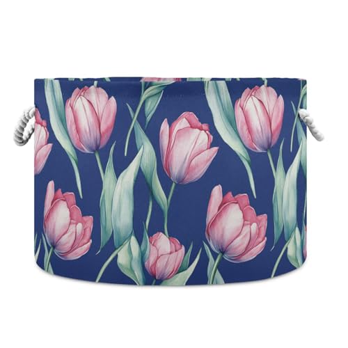 Roter Tulipa Aufbewahrungskorb, zusammenklappbarer und wasserdichter Wäschekorb mit stabilem Griff, Aufbewahrungsbehälter für Garagenschuhe, Königsblau von tplaotee