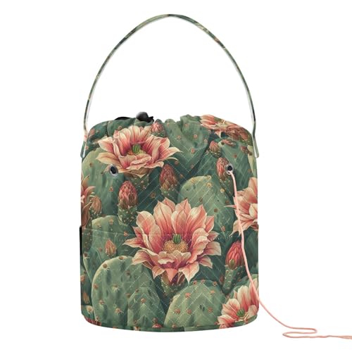 Schöne Pflanze, Kaktus-Design, rot/grün, Garnaufbewahrung, Stricktasche, Garnaufbewahrung, tragbar, für Reisen, Häkeln, Strickzubehör Schöne Pflanze, Kaktus-Design, rot/grün, Garnaufbewahrung, Stricktasche, Garnaufbewahrung, tragbar, für Reisen, Häkeln, Strickzubehör von tplaotee
