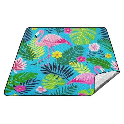 Sommer-Flamingo-Blumen-Blatt, blau, wasserdicht, verstaubar, wasserdicht, Park, tragbare Picknickdecke für draußen, Damen, Frühlingsgeschenke, cobijas para la playa Sommer-Flamingo-Blumen-Blatt, blau, wasserdicht, verstaubar, wasserdicht, Park, tragbare Picknickdecke für draußen, Damen, Frühlingsgeschenke, cobijas para la playa von tplaotee