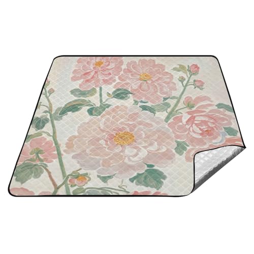 Sommerrosa Ölgemälde Blumen wasserdichte Picknickdecken für den Außenbereich, wasserabweisend, faltbar, Matte für den Boden, Sommergeschenk, esterilla para la playa Sommerrosa Ölgemälde Blumen wasserdichte Picknickdecken für den Außenbereich, wasserabweisend, faltbar, Matte für den Boden, Sommergeschenk, esterilla para la playa von tplaotee