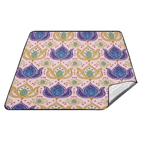 Stranddecke mit Boho-Blumenmuster, wasserdicht, Party-Camping-Teppich für Erwachsene, Konzertdecke, Manta de Playa Extra von tplaotee