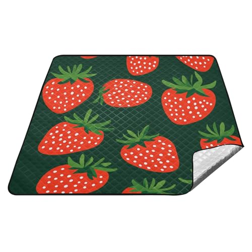 Strawberry Vector schwarz rot wasserdichte Strandmatte XXL Picknick Reise Picknickdecke für 4 bis 6 Erwachsene Paare Geschenk Sabana Para Picknick von tplaotee