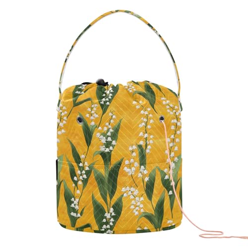 Süße Maiglöckchen-Blume, goldfarbene Häkelaufbewahrung, Tragetasche, tragbar, für Stricknadeln, Häkelzubehör Süße Maiglöckchen-Blume, goldfarbene Häkelaufbewahrung, Tragetasche, tragbar, für Stricknadeln, Häkelzubehör von tplaotee