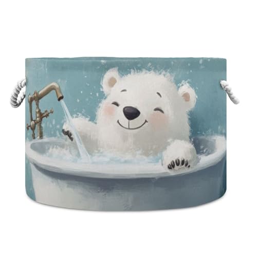 Süßer Eisbär-Badewannen-Aufbewahrungskorb, zusammenklappbar und wasserdicht, Wäschekorb mit Griffen mit stabilem Griff, mittlere Behälter für Schlafzimmer, Zuhause, Handtuch Süßer Eisbär-Badewannen-Aufbewahrungskorb, zusammenklappbar und wasserdicht, Wäschekorb mit Griffen mit stabilem Griff, mittlere Behälter für Schlafzimmer, Zuhause, Handtuch von tplaotee