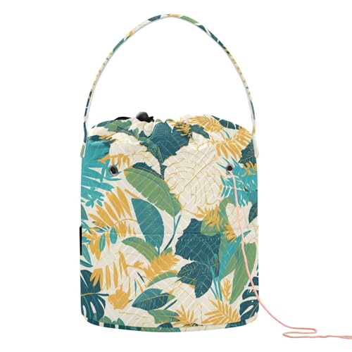 Tropische Pflanzen, grüne Häkeltaschen, Häkelgarn, Aufbewahrung, tragbar, für Kunstbedarf, Häkelrucksack Tropische Pflanzen, grüne Häkeltaschen, Häkelgarn, Aufbewahrung, tragbar, für Kunstbedarf, Häkelrucksack von tplaotee