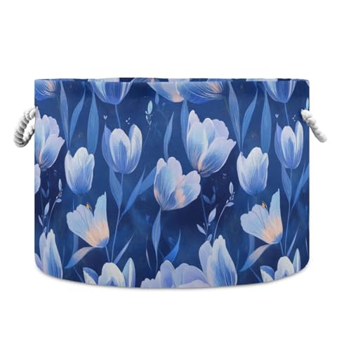 Tulipa Flowers Aufbewahrungskorb, zusammenklappbar und wasserdicht, mit stabilem Griff, Aufbewahrungs-Set für Schreibtischunterlagen, Königsblau von tplaotee