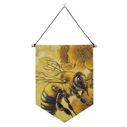 Vintage-Holzbanner mit gelbem Bienenmotiv, zum Aufhängen mit Teleskopstange, Wimpel, Banner, Flaggen, Partydekorationen für Büro, Schule, Klassenzimmer, Wohnheim, Zuhause Vintage-Holzbanner mit gelbem Bienenmotiv, zum Aufhängen mit Teleskopstange, Wimpel, Banner, Flaggen, Partydekorationen für Büro, Schule, Klassenzimmer, Wohnheim, Zuhause von tplaotee
