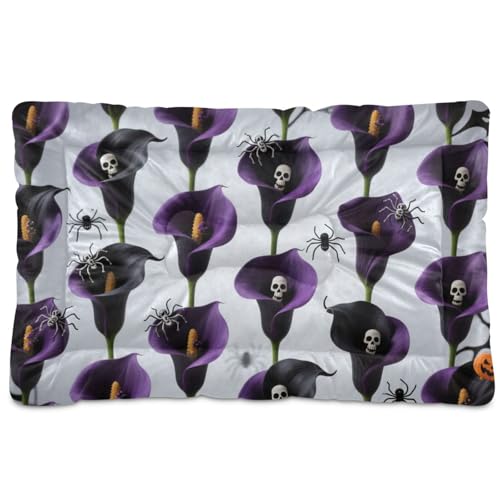 Violette Calla-Lilien für Halloween, waschbar, rutschfest, weich, bequem, Katzenhütte, für mittelgroße und große Hunde, 91,4 x 61 cm Violette Calla-Lilien für Halloween, waschbar, rutschfest, weich, bequem, Katzenhütte, für mittelgroße und große Hunde, 91,4 x 61 cm von tplaotee