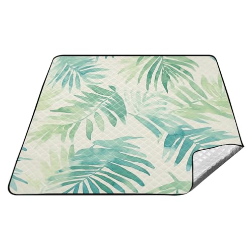 Wasserfarben-Palmenblätter, Mintgrün, wasserdicht, Picknickdecke, faltbar, wasserabweisend, Outdoor, Party, Picknick, Zubehör, Outdoor, für Damen, Paare, Geschenk, Colcha Para Picknick Wasserfarben-Palmenblätter, Mintgrün, wasserdicht, Picknickdecke, faltbar, wasserabweisend, Outdoor, Party, Picknick, Zubehör, Outdoor, für Damen, Paare, Geschenk, Colcha Para Picknick von tplaotee