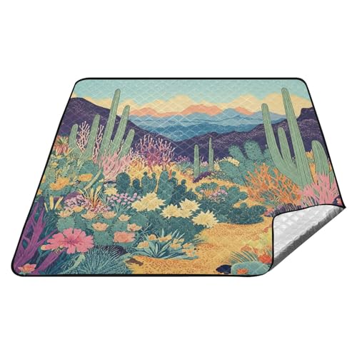 Wüste mit Kaktus, blühende Blumen, wasserdichte Campingdecke, wasserabweisend, Gras, große Stranddecke für Outdoor-Menschen, Konzertdecken, Manta, Picknick, Para Playa Wüste mit Kaktus, blühende Blumen, wasserdichte Campingdecke, wasserabweisend, Gras, große Stranddecke für Outdoor-Menschen, Konzertdecken, Manta, Picknick, Para Playa von tplaotee