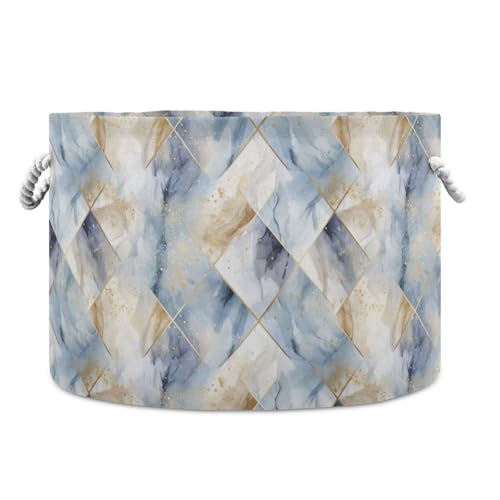 tplaotee Argyle Mystery Blue Marble Golden Storage Basket Collapsible and waterproof clothes storage basket with sturdy handle round outdoor bins for bedroom room sweater tplaotee Argyle Mystery Blue Marble Golden Storage Basket Collapsible and waterproof clothes storage basket with sturdy handle round outdoor bins for bedroom room sweater von tplaotee