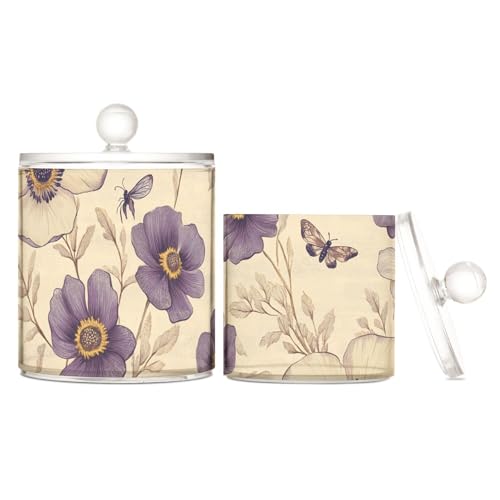 tplaotee Aufbewahrungsbehälter aus Kunststoff mit Cartoon-Anemonen-Blumen, Beige, transparent, mit Deckel, Speisekammer, Essentials, dekorative Aufbewahrungsbehälter für Wattestäbchen, Wattepads tplaotee Aufbewahrungsbehälter aus Kunststoff mit Cartoon-Anemonen-Blumen, Beige, transparent, mit Deckel, Speisekammer, Essentials, dekorative Aufbewahrungsbehälter für Wattestäbchen, Wattepads von tplaotee