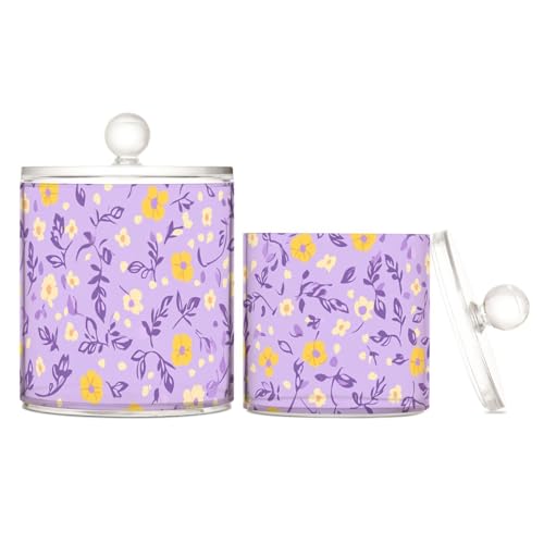 tplaotee Aufbewahrungsbehälter aus Kunststoff mit Deckel, Motiv: Blumen und Blätter, Violett und Gelb, transparent, für Büroutensilien, Dekoration, kleine Aufbewahrungsbehälter für Wattestäbchen tplaotee Aufbewahrungsbehälter aus Kunststoff mit Deckel, Motiv: Blumen und Blätter, Violett und Gelb, transparent, für Büroutensilien, Dekoration, kleine Aufbewahrungsbehälter für Wattestäbchen von tplaotee