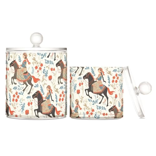 tplaotee Aufbewahrungsbehälter für Mädchen, Blumen, Boho, Pferd, transparent, aus Kunststoff, mit Deckel, Badezimmer-Utensilien, Dekoration, kleine Aufbewahrungsbehälter für Wattestäbchen, Wattepads tplaotee Aufbewahrungsbehälter für Mädchen, Blumen, Boho, Pferd, transparent, aus Kunststoff, mit Deckel, Badezimmer-Utensilien, Dekoration, kleine Aufbewahrungsbehälter für Wattestäbchen, Wattepads von tplaotee