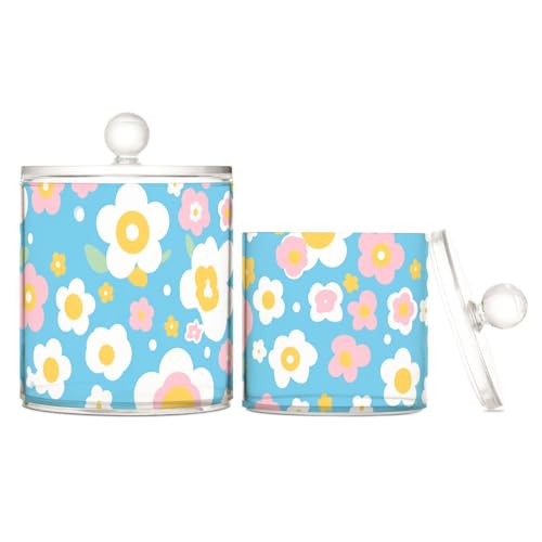 tplaotee Aufbewahrungsboxen aus Kunststoff mit niedlichen, kleinen Blumen, mit Deckel, Büroutensilien, dekorative Aufbewahrungsbehälter für Wattestäbchen, Wattepads, Büroklammern, 2 Stück tplaotee Aufbewahrungsboxen aus Kunststoff mit niedlichen, kleinen Blumen, mit Deckel, Büroutensilien, dekorative Aufbewahrungsbehälter für Wattestäbchen, Wattepads, Büroklammern, 2 Stück von tplaotee