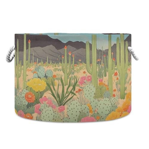 tplaotee Aufbewahrungskorb Wüste mit Kakteen und blühenden Blumen, faltbarer und wasserdichter Wäschekorb mit stabilem Griff, Wannen, Canvas-Aufbewahrung für Regale, Aufbewahrung von Babys tplaotee Aufbewahrungskorb Wüste mit Kakteen und blühenden Blumen, faltbarer und wasserdichter Wäschekorb mit stabilem Griff, Wannen, Canvas-Aufbewahrung für Regale, Aufbewahrung von Babys von tplaotee