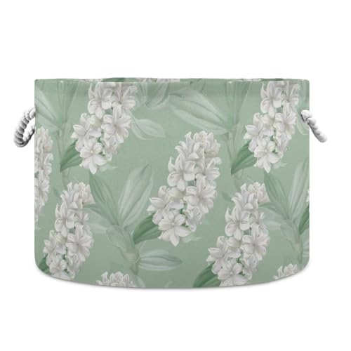 tplaotee Aufbewahrungskorb aus Hyazinthen-Blume, milder und frischer Stil, weiß, hellgrün, zusammenklappbar und wasserdicht, Stoffkörbe mit stabilem Griff, Wanne, Dekorationen, Aufbewahrungskörbe für tplaotee Aufbewahrungskorb aus Hyazinthen-Blume, milder und frischer Stil, weiß, hellgrün, zusammenklappbar und wasserdicht, Stoffkörbe mit stabilem Griff, Wanne, Dekorationen, Aufbewahrungskörbe für von tplaotee