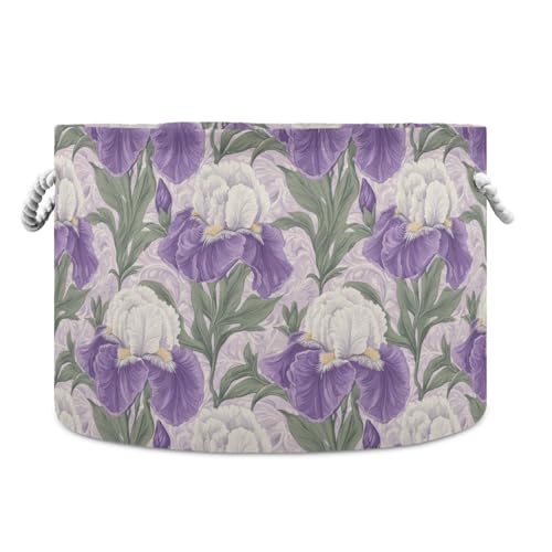 tplaotee Aufbewahrungskorb im Vintage-Stil, lila und weiß, Irisblumen, faltbar, wasserdicht, Aufbewahrungsbehälter für Spielzeug, mit stabilem Griff, Tasche, Regal, Aufbewahrung für Schlafzimmer tplaotee Aufbewahrungskorb im Vintage-Stil, lila und weiß, Irisblumen, faltbar, wasserdicht, Aufbewahrungsbehälter für Spielzeug, mit stabilem Griff, Tasche, Regal, Aufbewahrung für Schlafzimmer von tplaotee