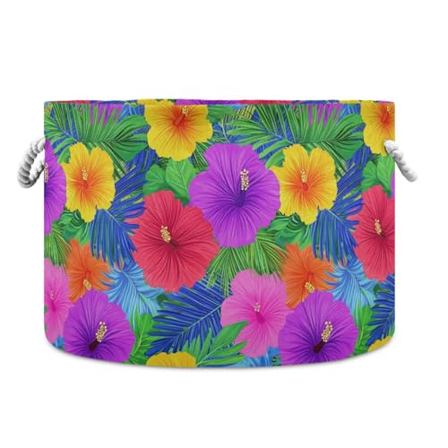 tplaotee Aufbewahrungskorb im hawaiianischen Stil, tropische Blumen, Palmenblätter, leuchtende Neonfarben, zusammenklappbar und wasserdicht, Speisekammerkörbe mit stabilem Griff, 95 qt Behälter für tplaotee Aufbewahrungskorb im hawaiianischen Stil, tropische Blumen, Palmenblätter, leuchtende Neonfarben, zusammenklappbar und wasserdicht, Speisekammerkörbe mit stabilem Griff, 95 qt Behälter für von tplaotee