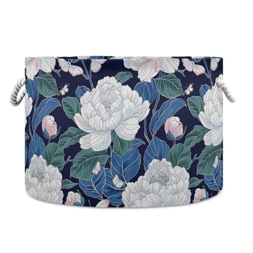 tplaotee Aufbewahrungskorb mit Blumen und weißen grünen Blättern, faltbarer und wasserdichter Wäschesack mit stabilem Griff, runde Leinen-Aufbewahrungskörbe für Garage, Schrank, Spielzeug tplaotee Aufbewahrungskorb mit Blumen und weißen grünen Blättern, faltbarer und wasserdichter Wäschesack mit stabilem Griff, runde Leinen-Aufbewahrungskörbe für Garage, Schrank, Spielzeug von tplaotee