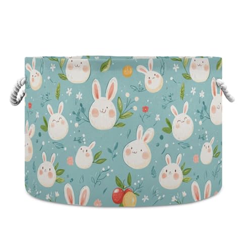 tplaotee Aufbewahrungskorb mit Cartoon-Hase, niedlicher grüner Aufbewahrungskorb, faltbar und wasserdicht, Stoff-Aufbewahrungskörbe mit stabilem Griff, Aufbewahrungsbehälter für Schreibtisch, Bürotuch von tplaotee