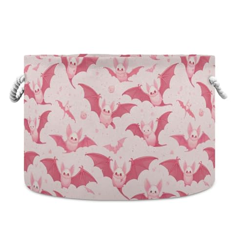 tplaotee Aufbewahrungskorb mit Cartoon-Vampirfledermaus, Aquarellfarben, pfirsichfarben, zusammenklappbar und wasserdicht, für Regale mit stabilem Griff, Taschen, mittelgroße Behälter für Büro tplaotee Aufbewahrungskorb mit Cartoon-Vampirfledermaus, Aquarellfarben, pfirsichfarben, zusammenklappbar und wasserdicht, für Regale mit stabilem Griff, Taschen, mittelgroße Behälter für Büro von tplaotee