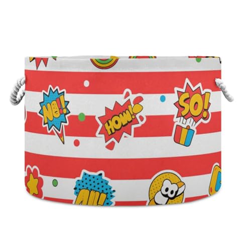 tplaotee Aufbewahrungskorb mit Graffiti-Motiv, faltbar, wasserdicht, mit stabilem Griff, für Büro, Schreibtisch, Kinderzimmer, Rot / Weiß von tplaotee