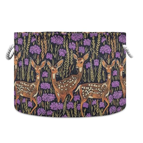 tplaotee Aufbewahrungskorb mit Hirsch und Blumen, zusammenklappbar und wasserdicht, für Regale mit stabilem Griff, 95 l, Behälter für Schrank, Büro, Baby tplaotee Aufbewahrungskorb mit Hirsch und Blumen, zusammenklappbar und wasserdicht, für Regale mit stabilem Griff, 95 l, Behälter für Schrank, Büro, Baby von tplaotee