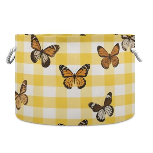 tplaotee Aufbewahrungskorb mit Schmetterlings-Motiv, zusammenklappbar und wasserdicht, mit stabilen Griffen, dekorative Behälter für Küchenregal, Baby, Gelb / Weiß tplaotee Aufbewahrungskorb mit Schmetterlings-Motiv, zusammenklappbar und wasserdicht, mit stabilen Griffen, dekorative Behälter für Küchenregal, Baby, Gelb / Weiß von tplaotee