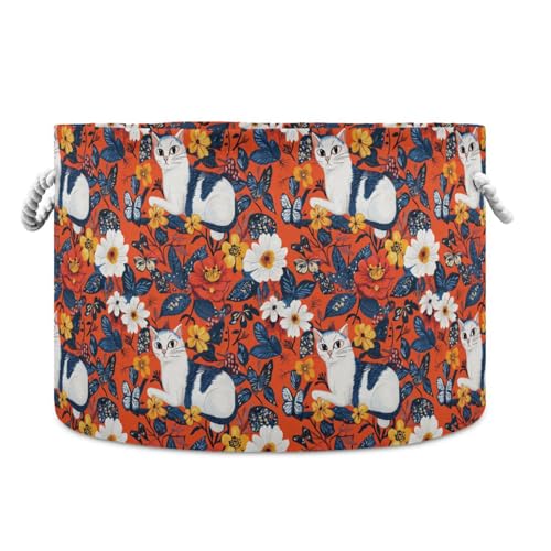 tplaotee Aufbewahrungskorb mit Tiermotiv, Katze, Blumen, Schmetterlinge, französische Kunst, faltbare und wasserdichte Aufbewahrungsbox mit stabilem Griff, für Regal, Cubby Kids tplaotee Aufbewahrungskorb mit Tiermotiv, Katze, Blumen, Schmetterlinge, französische Kunst, faltbare und wasserdichte Aufbewahrungsbox mit stabilem Griff, für Regal, Cubby Kids von tplaotee