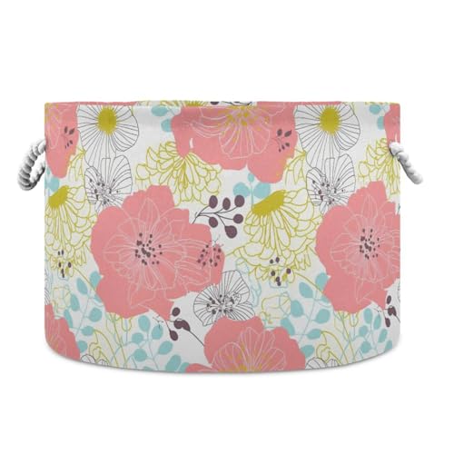 tplaotee Aufbewahrungskorb mit bunten Blumen, faltbarer und wasserdichter Wäschekorb mit stabilem Griff, Mini-Aufbewahrung für Schrank, Waschküche, Gadget von tplaotee