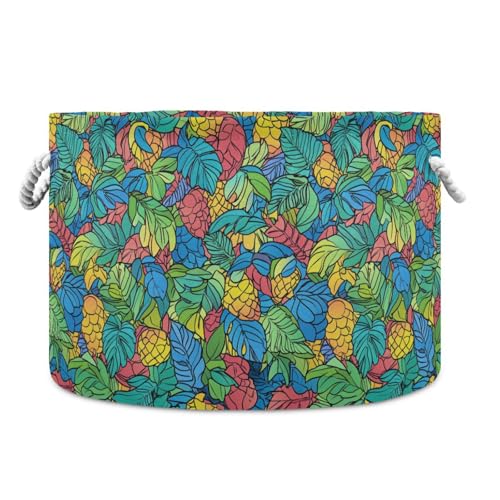 tplaotee Aufbewahrungskorb mit bunten Obstblättern, Blumen, zusammenklappbar und wasserdicht, mit stabilem Griff, mittlere Behälter für Regal, Zimmertuch von tplaotee