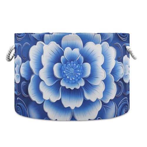 tplaotee Aufbewahrungskorb mit chinesischem Blumenmuster, 3D-Blau, zusammenklappbar und wasserdicht, Aufbewahrungsboxen mit stabilem Griff, 95 l Stauraum für Zimmer, Heimbettwäsche tplaotee Aufbewahrungskorb mit chinesischem Blumenmuster, 3D-Blau, zusammenklappbar und wasserdicht, Aufbewahrungsboxen mit stabilem Griff, 95 l Stauraum für Zimmer, Heimbettwäsche von tplaotee