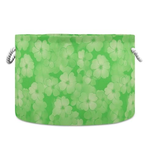 tplaotee Aufbewahrungskorb mit grünen Blumen, zusammenklappbar und wasserdicht, Stoffkörbe mit stabilem Griff, Tasche, Lösungen für Zuhause, Regale, Steppdecken von tplaotee