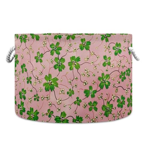 tplaotee Aufbewahrungskorb mit rosa Hintergrund, grüner Blumen, faltbarer und wasserdichter Wäschekorb mit stabilem Griff, für Garage, Regale, Wohnmobil tplaotee Aufbewahrungskorb mit rosa Hintergrund, grüner Blumen, faltbarer und wasserdichter Wäschekorb mit stabilem Griff, für Garage, Regale, Wohnmobil von tplaotee