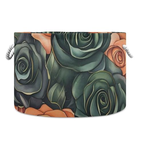 tplaotee Aufbewahrungskorb mit rosafarbenem und grünem Rosen, zusammenklappbar und wasserdicht, mit stabilem Griff, Aufbewahrungskiste für Regal, Heimkleidung tplaotee Aufbewahrungskorb mit rosafarbenem und grünem Rosen, zusammenklappbar und wasserdicht, mit stabilem Griff, Aufbewahrungskiste für Regal, Heimkleidung von tplaotee