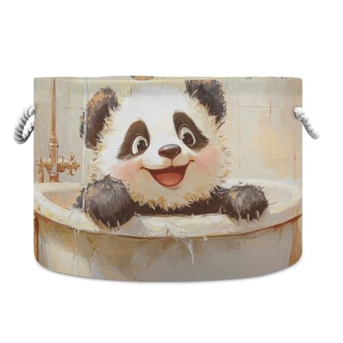 tplaotee Beauty Panda Retro-Badewannen-Aufbewahrungskorb, zusammenklappbar und wasserdicht, faltbare Aufbewahrungskörbe mit stabilem Griff, quadratische Aufbewahrungskörbe für Speisekammer, Garage von tplaotee