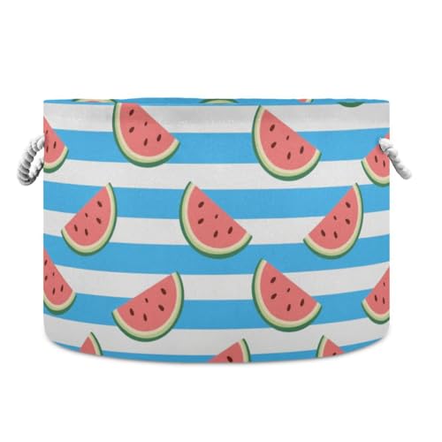 tplaotee Blau-weiß gestreifter Obst-Wassermelonen-Aufbewahrungskorb, faltbar und wasserdicht, Speisekammerkörbe mit stabilen Grifftaschen, Dekobehälter für Regale, Kinderzimmer tplaotee Blau-weiß gestreifter Obst-Wassermelonen-Aufbewahrungskorb, faltbar und wasserdicht, Speisekammerkörbe mit stabilen Grifftaschen, Dekobehälter für Regale, Kinderzimmer von tplaotee