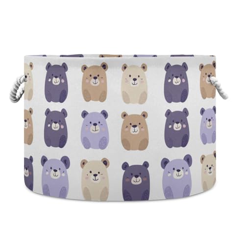 tplaotee Boho Simple Style Brown Bear Purple storage basket collapsible and waterproof laundry basket with sturdy handle round totes bins for shelves bedroom tool tplaotee Boho Simple Style Brown Bear Purple storage basket collapsible and waterproof laundry basket with sturdy handle round totes bins for shelves bedroom tool von tplaotee