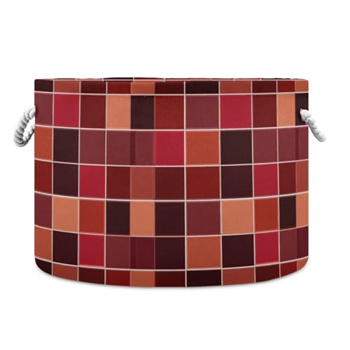 tplaotee Buffalo Plaid Check Burgunderrot Aufbewahrungskorb Faltbare und wasserdichte Körbe für Regale mit stabilem Griff Korb Dekoration Aufbewahrungskörbe für Schlafzimmer, Büro, Wohnmobil von tplaotee
