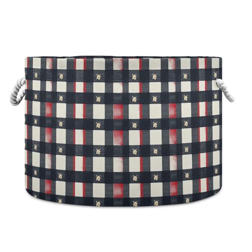 tplaotee Buffalo Plaid Check Navy Blue storage basket collapsible and waterproof fabric storage bins with sturdy handle tub essentials storage bins for pantry desk kids tplaotee Buffalo Plaid Check Navy Blue storage basket collapsible and waterproof fabric storage bins with sturdy handle tub essentials storage bins for pantry desk kids von tplaotee