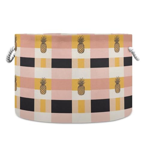 tplaotee Buffalo Plaid Karo Gelb Rose Gold Ananas Aufbewahrungskorb Faltbarer und wasserdichter Wäschekorb mit Griffen und stabilem Griff Rack Dekorationsbehälter für Schlafzimmer Küche Werkzeug tplaotee Buffalo Plaid Karo Gelb Rose Gold Ananas Aufbewahrungskorb Faltbarer und wasserdichter Wäschekorb mit Griffen und stabilem Griff Rack Dekorationsbehälter für Schlafzimmer Küche Werkzeug von tplaotee