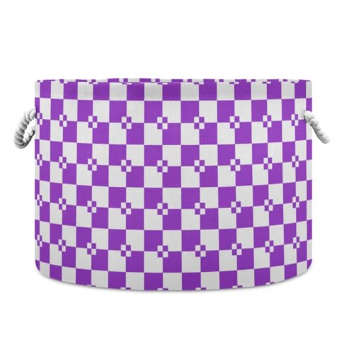 tplaotee Buffalo Plaid White Violet storage basket collapsible and waterproof laundry hamper with sturdy handle Hamper 19 gallon bins for shelf garage dorm tplaotee Buffalo Plaid White Violet storage basket collapsible and waterproof laundry hamper with sturdy handle Hamper 19 gallon bins for shelf garage dorm von tplaotee