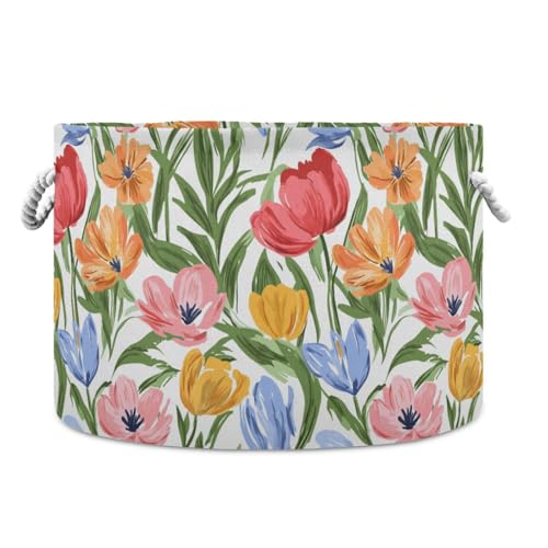 tplaotee Bunte Aufbewahrungsbox mit Frühlingsblumen, zusammenklappbar und wasserdicht, mit stabilem Griff, große Aufbewahrung für Regale, Regale, Wohnmobile tplaotee Bunte Aufbewahrungsbox mit Frühlingsblumen, zusammenklappbar und wasserdicht, mit stabilem Griff, große Aufbewahrung für Regale, Regale, Wohnmobile von tplaotee