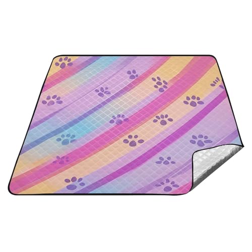 tplaotee Bunte Pfotenabdrücke, niedliche, wasserdichte Campingdecke, faltbar, wasserabweisend, Park-Picknickdecke, groß, für Picknick-Artikel, Manta, Para, Hacer, Picknick tplaotee Bunte Pfotenabdrücke, niedliche, wasserdichte Campingdecke, faltbar, wasserabweisend, Park-Picknickdecke, groß, für Picknick-Artikel, Manta, Para, Hacer, Picknick von tplaotee