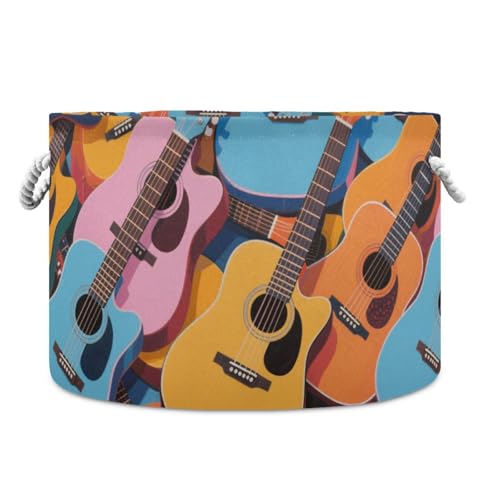 tplaotee Bunter Aufbewahrungskorb mit Cartoon-Gitarren-Instrumenten, zusammenklappbar und wasserdicht, für schmutzige Kleidung, mit stabilem Griff, für Regale, Schlafzimmer, Schuhe tplaotee Bunter Aufbewahrungskorb mit Cartoon-Gitarren-Instrumenten, zusammenklappbar und wasserdicht, für schmutzige Kleidung, mit stabilem Griff, für Regale, Schlafzimmer, Schuhe von tplaotee