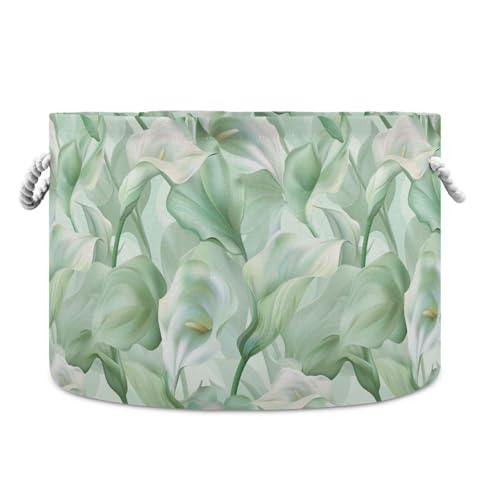 tplaotee Calla Lily Flower Pastell Colors Mint Green storage basket collapsable and waterproof laundry hamper with sturdy handle cubbies linen bins for pantry pantry quilt von tplaotee