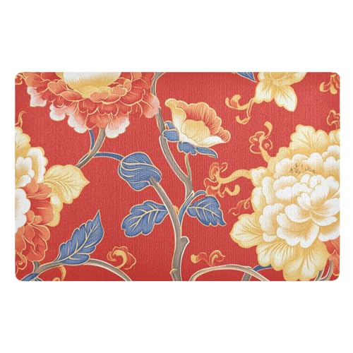 tplaotee Dekorativer Badezimmerteppich im chinesischen Stil, elegante Blumen, für den Außenbereich, flaches Profil, Boden-Fußmatte, 81,3 x 50,8 cm, rutschfeste Gummi-Unterseite und waschbar, extra tplaotee Dekorativer Badezimmerteppich im chinesischen Stil, elegante Blumen, für den Außenbereich, flaches Profil, Boden-Fußmatte, 81,3 x 50,8 cm, rutschfeste Gummi-Unterseite und waschbar, extra von tplaotee